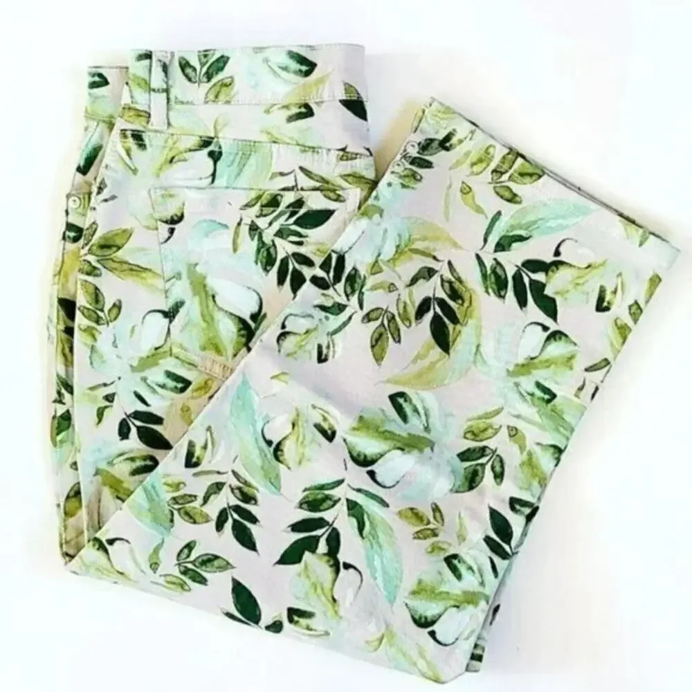 New Gloria Vanderbilt Women’s Plus Amanda Floral Print Jeans Summer Capri